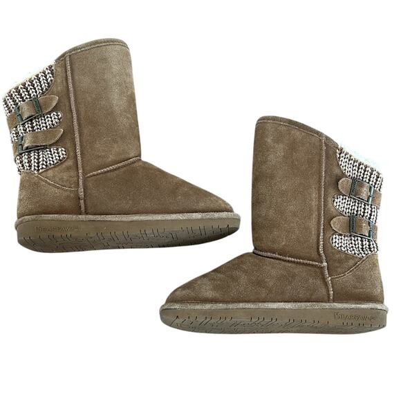 Youth BearPaw Boshie Brown Suede Winter Boots Size 5 - Picture 5 of 6